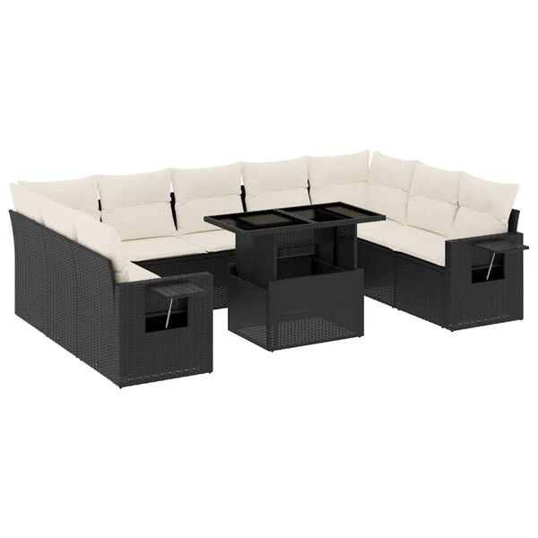 vidaXL Garden Sofa Set Black, Cream White