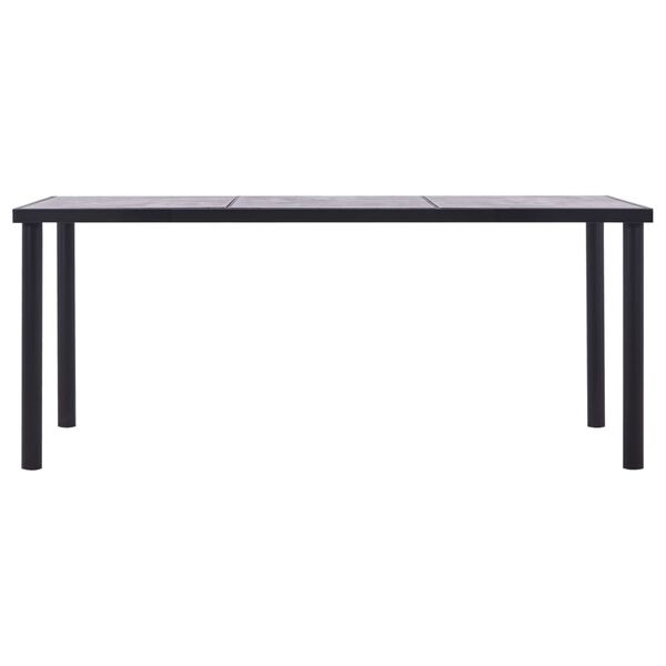vidaXL Dining Table Black and Concrete Grey MDF, Powder-Coated Metal