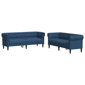 vidaXL Sofa Set Blue Fabric (100% polyester), plywood, solid wood