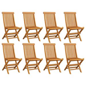 vidaXL Folding Chair Set of 8 Warm teak Solid Teak Wood Standard