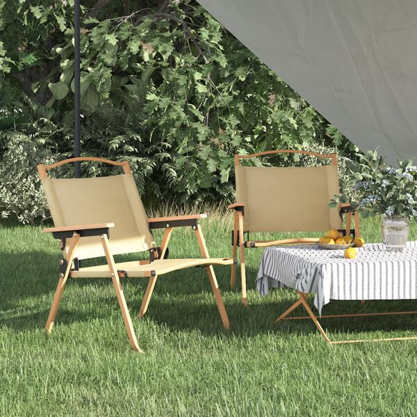 vidaXL Camping Chair Set of 2 Beige