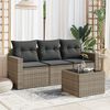 vidaXL Garden Sofa Set Grey PE rattan, powder-coated steel, tempered glass