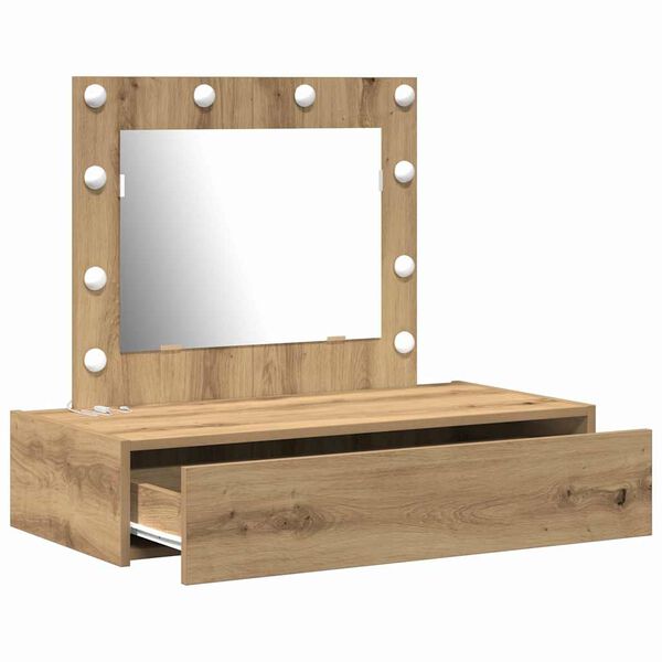 vidaXL Dressing Table Brown 32.68 x 15.75 x 27.56 in Engineered Wood