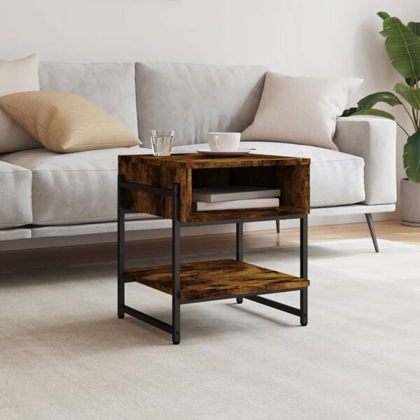 vidaXL Coffee Table Smoked oak Engineered wood, metal Small