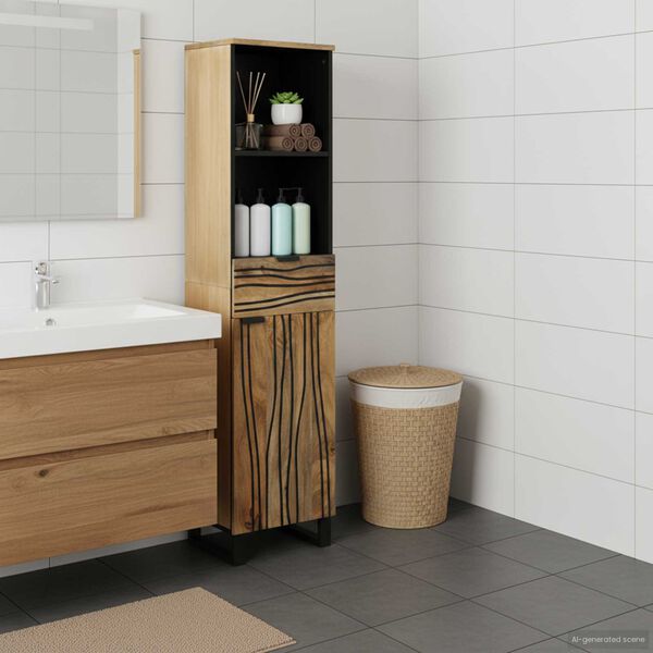 vidaXL Bathroom Sink Cabinet with Shelf Brown 14.96 x 12.99 x 62.99 in