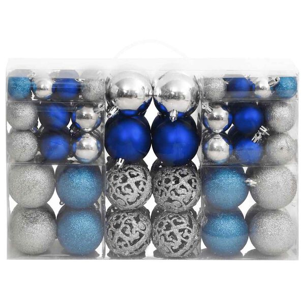 vidaXL Christmas Bauble Set of 100 Blue and Silver Polystyrene