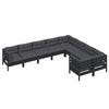 vidaXL Garden Lounge Set Black, Anthracite Solid pine wood, Polyester fabric
