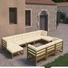 vidaXL Garden Lounge Set Honey brown Solid pinewood, fabric (100% polyester)