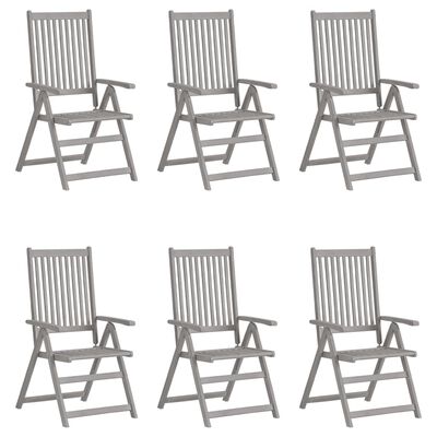 vidaXL Patio Reclining Chairs 6 pcs Gray Solid Acacia Wood