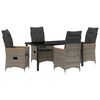 vidaXL Garden Dining Set with Cushion 5 pcs Grey Poly Rattan