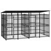 vidaXL Dog Kennel Black Powder-coated steel 79.3 sq ft Durable