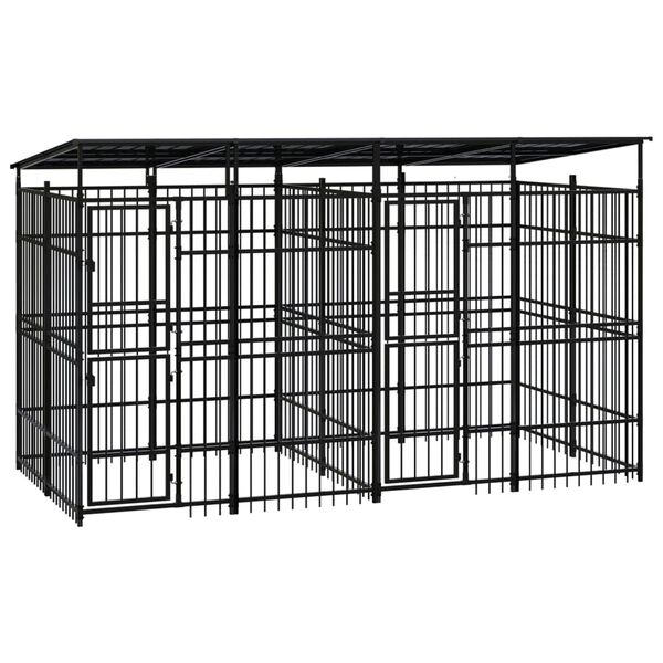 vidaXL Dog Kennel Black Powder-coated steel 79.3 sq ft Durable