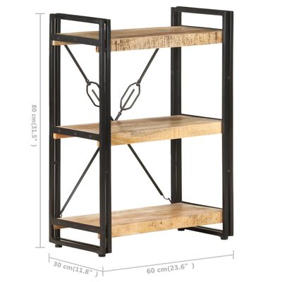 vidaXL 3-Tier Bookcase 23.6"x11.8"x31.5" Solid Mango Wood