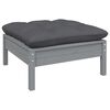 vidaXL Garden Lounge Set Grey Solid Pinewood, 100% polyester Medium