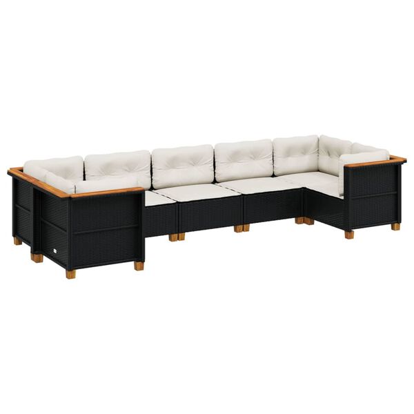 vidaXL Garden Sofa Set Black, Cream White