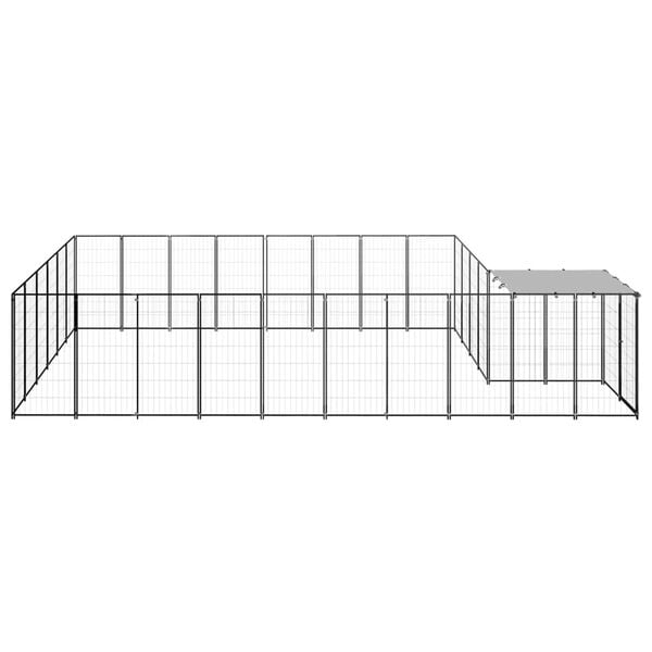 vidaXL Dog Kennel Black Powder-Coated Steel 169.0 sq ft