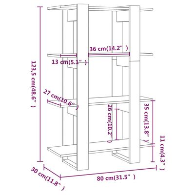 vidaXL Book Cabinet/Room Divider Sonoma Oak 31.5"x11.8"x48.6"