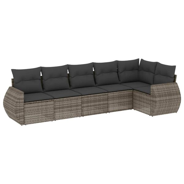 vidaXL Garden Sofa Set Grey PE Rattan, Powder-Coated Steel, Polyester