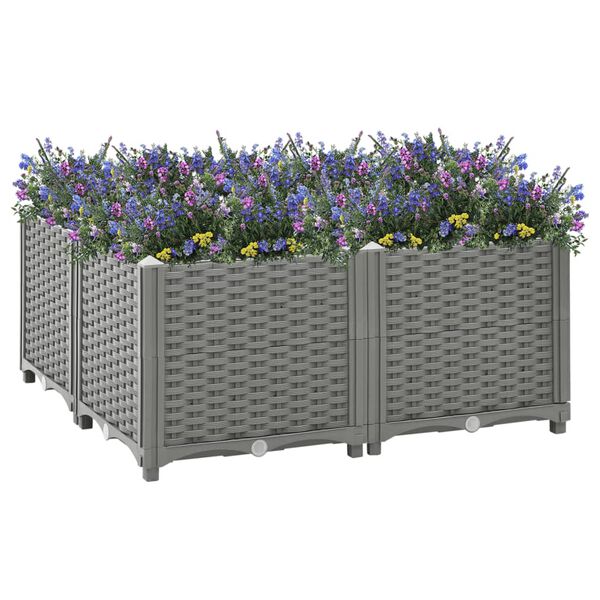vidaXL Raised Bed Light Grey Polypropylene Large Durable Planter Box