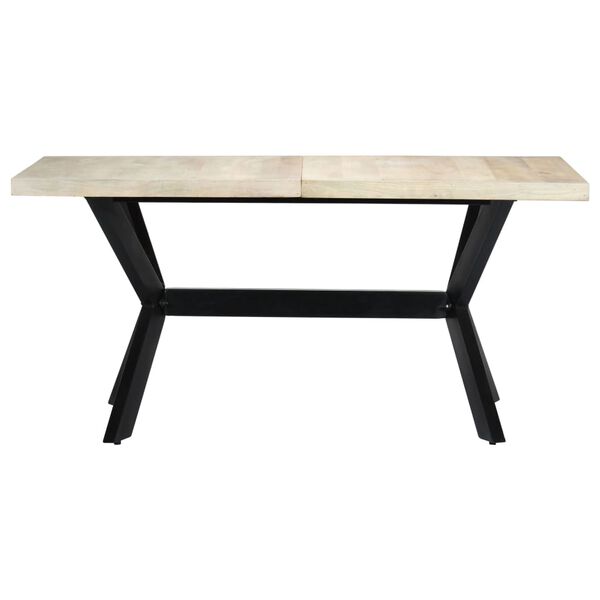 vidaXL Dining Table White and black Solid mango wood and powder-coated steel