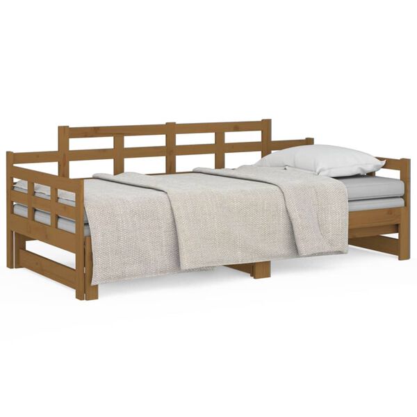 vidaXL Day Bed Honey Brown Solid Pine Wood Standard Convertible