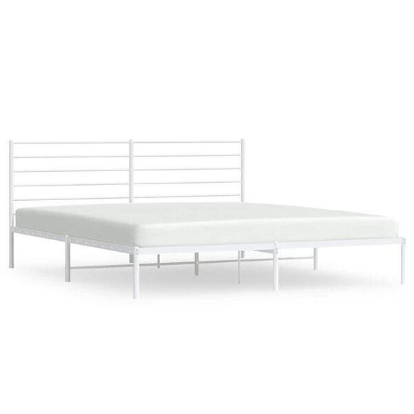 vidaXL Bed Frame White Steel Double Bed Bed Frame Rectangular