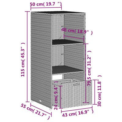 vidaXL Patio Storage Cabinet Gray 19.7"x21.7"x45.3" Poly Rattan