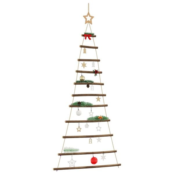 vidaXL&nbsp;Hanging Christmas Tree with Top Star 29.1x59.1" Natural Branch