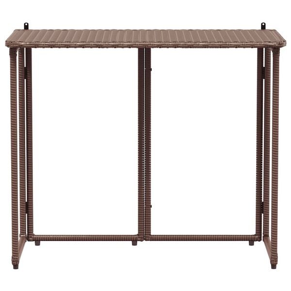 vidaXL Garden Table Brown PE Rattan, Powder-Coated Steel Compact