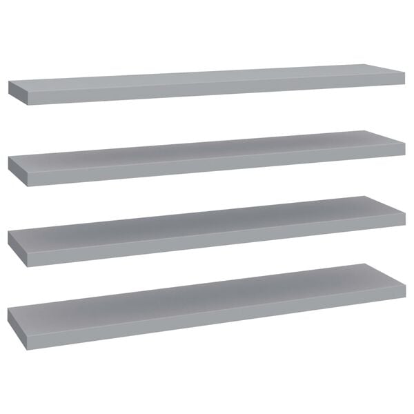 vidaXL Wall Shelf Set of 4 Grey Honeycomb MDF and metal