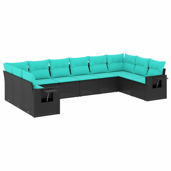 vidaXL Patio Sofa Set Black and Blue