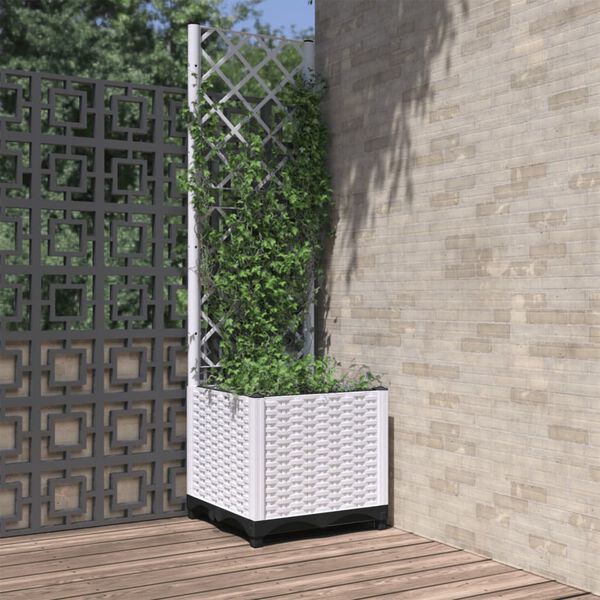 vidaXL Garden Planter White PP (polypropylene) 15.7 x 15.7 x 53.5 in