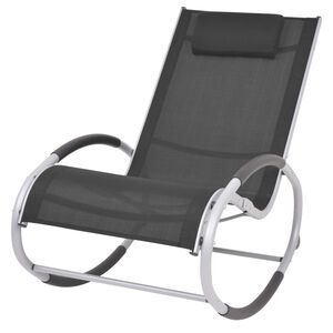 vidaXL Rocking Chair Black and Grey Aluminum, Textilene, Iron Standard
