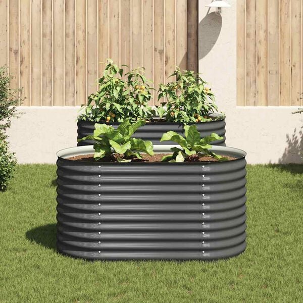 vidaXL Garden Raised Bed Grey Galvanized Steel 63 x 31.5 x 31.9 in