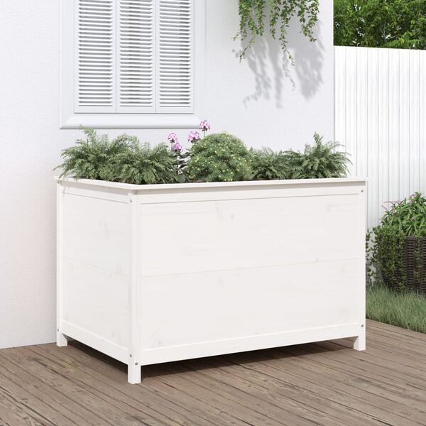 vidaXL Garden Raised Bed White Solid pine wood Medium Decorative Inlays