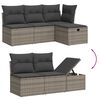 vidaXL Garden Sofa Set Grey PE rattan Large Adjustable Armrests