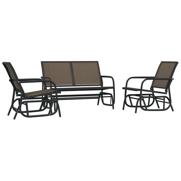 vidaXL Garden Lounge Set Set of 3 Brown Textilene and Steel Medium