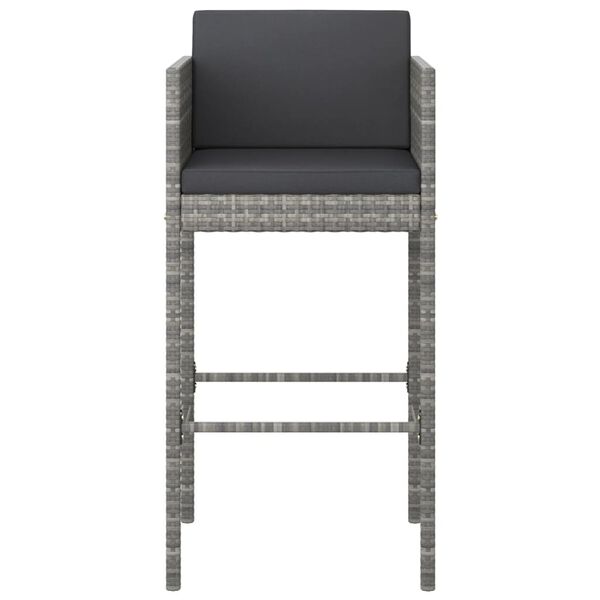 vidaXL Bar Stool Set of 4 Grey Poly rattan, powder-coated steel Standard
