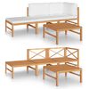 vidaXL Garden Lounge Set Cream Teak wood, Polyester 4-Piece Lounge Set