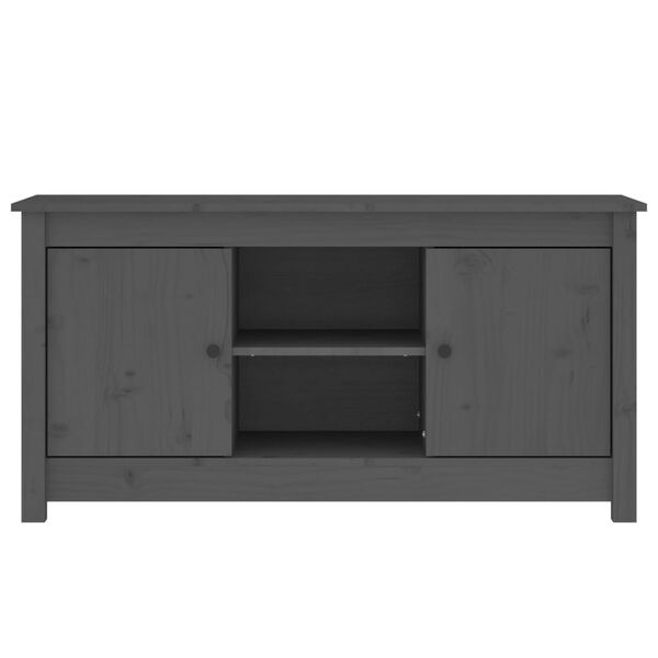 vidaXL TV Cabinet Grey Solid Pine Wood Medium TV Cabinet Rectangular