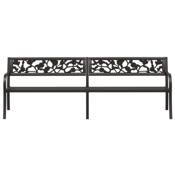 vidaXL Garden Bench Black Powder-coated steel, plastic 97 in wide
