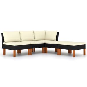 vidaXL Garden Lounge Set Black, Cream white