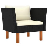 vidaXL Patio Sofa Poly Rattan and Solid Eucalyptus Wood