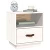 vidaXL Bedside Cabinet White Solid pine wood, faux leather (handle)