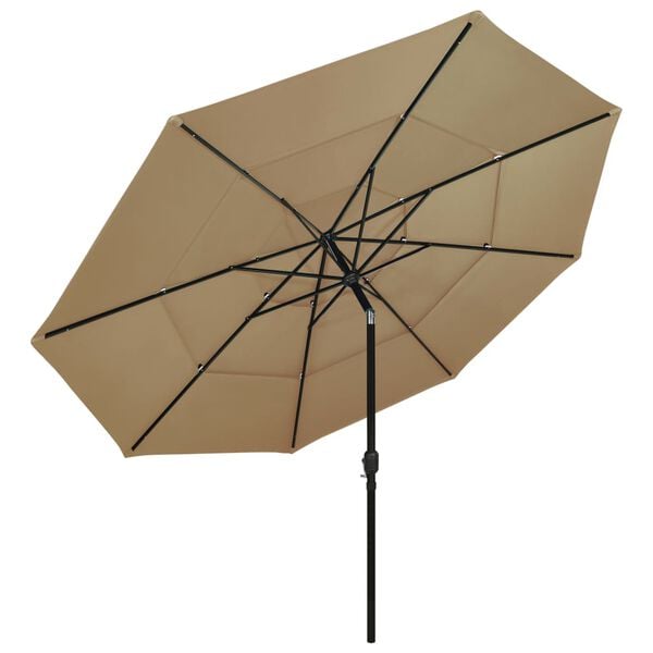 vidaXL Parasol Taupe Polyester, Powder-Coated Aluminum 3.5 m Canopy