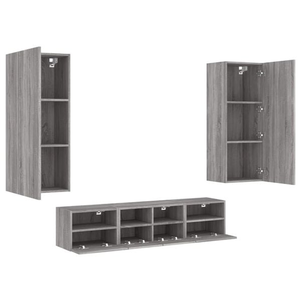 vidaXL TV Wall Unit Grey Sonoma Engineered wood 5 piece set