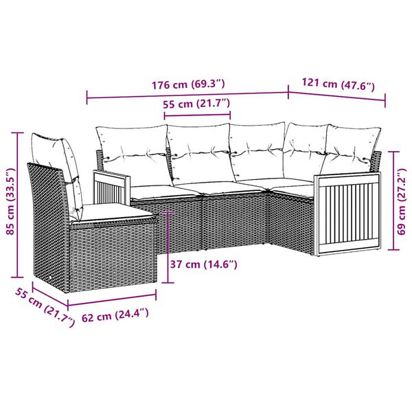 vidaXL Garden Sofa Set Black