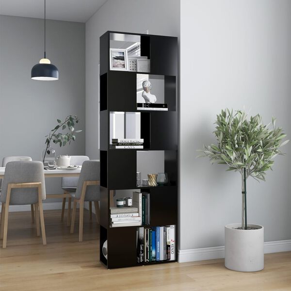 vidaXL Book Cabinet Room Divider Black Engineered Wood