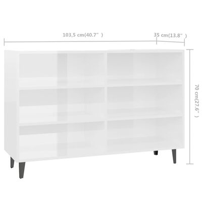 vidaXL Sideboard High Gloss White 40.7"x13.8"x27.6" Engineered Wood