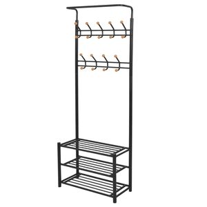 vidaXL Clothes Rack Black Steel, Plastic Medium Clothes Rack